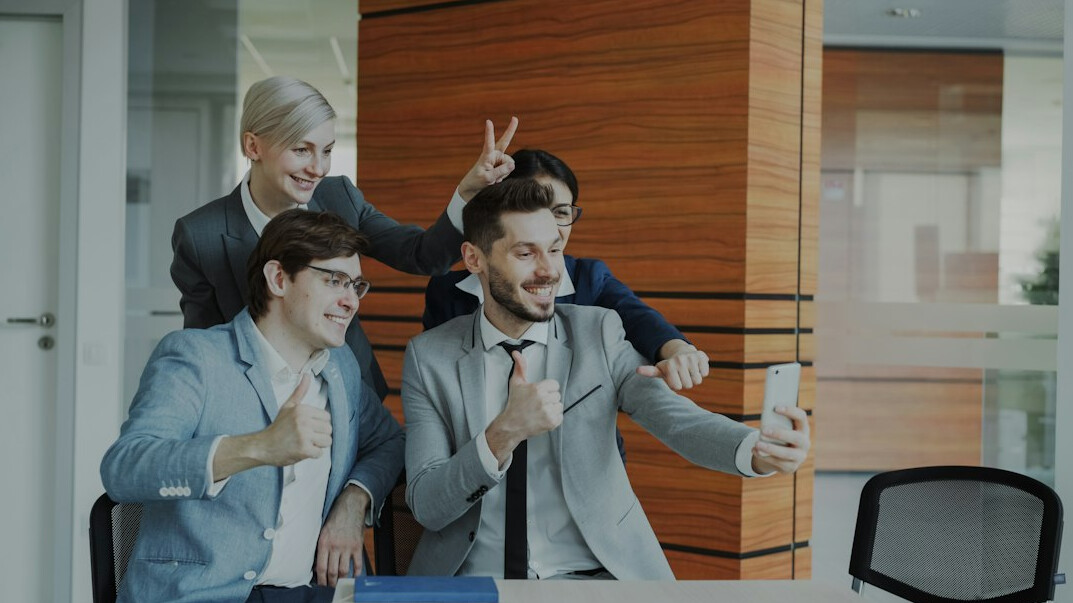 office team stretching together