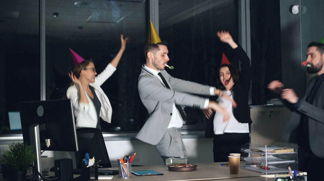 employees stretching at work