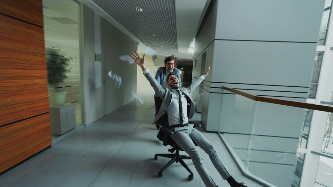 employees stretching at office