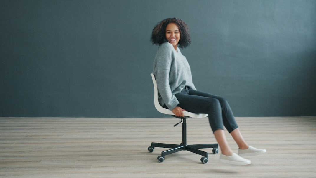 person doing desk exercises
